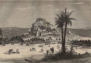 Widok Oued el Golea (El Menia lub El Menea dawniej El Golea) w Algierii na południu prowincji Oran pod koniec XIX wieku - rycina autorstwa Unknown artist