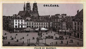 Widok na Place du Martroy w Orleanie, departament Loiret i region centralny, Francja. Chromolitografia z końca XIX wieku. autorstwa Unknown artist