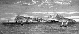 Widok na wyspę Procida niedaleko Neapolu. Grawerowanie z XIX wieku. autorstwa Unknown artist