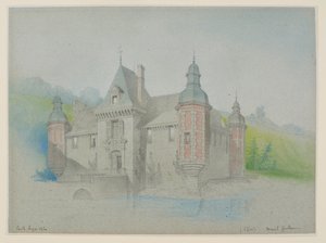 Widok zamku nad rzeką autorstwa Unknown artist