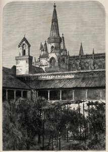 Widok klasztoru Bathala w Portugalii. Grawerowanie w „Wspaniałym Wszechświecie” autorstwa Unknown artist