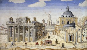 Widok na Forum Romanum, koniec XVII wieku, scagliola na podporze z terakoty autorstwa Unknown artist