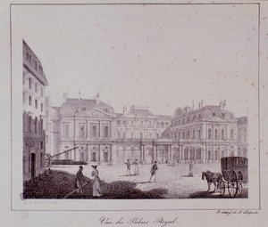 Widok na Pałac Królewski w Paryżu. Grawer z 1820 r. Kolekcja prywatna autorstwa Unknown artist