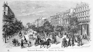 Widok Teatru Rozmaitości na Boulevard Montmartre. autorstwa Unknown artist