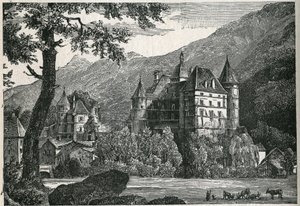 Widok na zamek Vizille w Isere. autorstwa Unknown artist