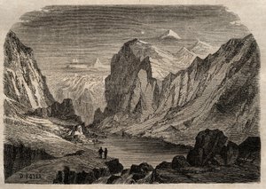 Widok kraju Davos w Szwajcarii w XIX wieku - rycina w ""Dictionnaire populaire illustrious" - 1864 - Joseph Decembre i Edmond Allonier - autorstwa Unknown artist