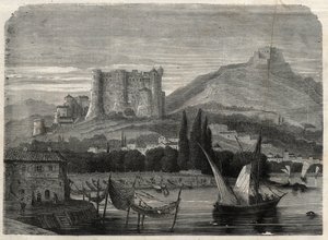 Widok na forty La Spezia we Włoszech. Grawerowanie w „Wspaniałym Wszechświecie” autorstwa Unknown artist
