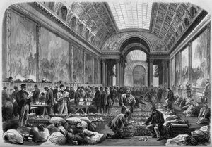 Widok galerii bitew o zamek w Wersalu, gdzie znajduje się poczta autorstwa Unknown artist