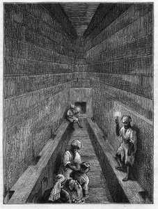 Widok dużej galerii piramidy Cheopsa (Cheops, Keops, Khoufu, Khufu) w Guizeh (Guiseh, Giza, Giza), Egipt autorstwa Unknown artist