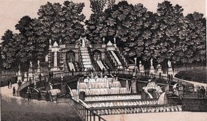 Widok na duży wodospad w parku Saint Cloud (Saint-Cloud), Francja. w „” Świat ilustruje 168 odsłon”” Niedatowany (koniec XIX wieku) autorstwa Unknown artist