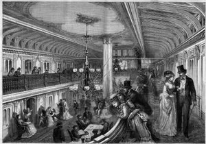 Widok na salon amerykańskiego parowca. autorstwa Unknown artist