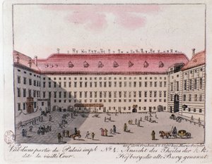 Widok na część Pałacu Cesarskiego o nazwie Stary Dwór w Wiedniu. Austria. Grawer z 1815 r. Kolekcja prywatna autorstwa Unknown artist