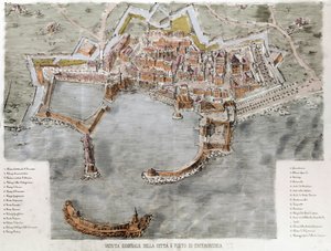 Widok na port Civitavecchia w pobliżu Rzymu. 19 wiek. autorstwa Unknown artist