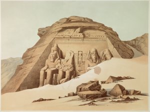 Widok świątyni Abu Simbel. Egipt. Ilustracja z XIX wieku. Paryż, Kolegium Francuskie autorstwa Unknown artist