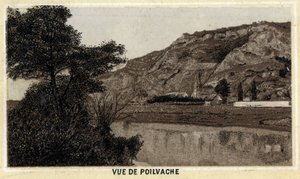 Widok wsi Poilvache, Vallee de la Meuse, Belgia. Chromolitografia z końca XIX wieku. autorstwa Unknown artist