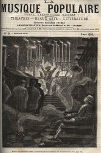 Wizja Wolfganga Amadeusza Mozarta (1756-1791) w kaplicy (duże organy) opactwa Weingarten w Niemczech - grawerowanie w znakomitym tygodniku „Muzyka popularna”” - 1882 autorstwa Unknown artist