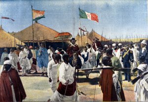 Wizyta Menelika II (1844-1913, króla Etiopii) u prezydenta włoskiego pełnomocnika Ciccodicoli autorstwa Unknown artist