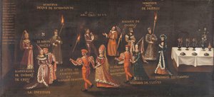 Ślub bażanta (Filip Dobrego i Izabeli na Święto Bażanta w Lille w 1454 r.), ok. 1930 r. 1500- c.1599 (olej na płótnie) autorstwa Unknown artist