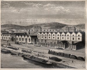 Widok na Chateau de Pekin, główną siedzibę Compagnie des grands vins de Champagne autorstwa Eugene Mercier (1838-1904) et Cie niedaleko Epernay - Grawerowanie w „” La Science francaise”” autorstwa Unknown artist
