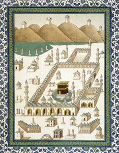 Fajansy ścienne: tablica przedstawiająca Kasbę (kasbę) i jej otoczenie (Mekkę) - w „Sztuce arabskiej po zabytkach Kairu od VII do XVIII wieku” autorstwa Prisse d