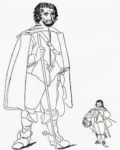 Walter Parsons i Sir Jeffrey Hudson, Z The Strand Magazine opublikowanego w 1894 roku. autorstwa Unknown artist