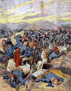 Wojna 1914-1918: Afrykańscy jeźdźcy francuskiej armii kolonialnej na wydmach Flandrii. 1914. autorstwa Unknown Artist