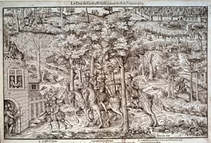Wojny religijne 1562-1598 „” Zabójstwo Franciszka I Lotaryngii (1519-1563) Drugiego księcia Guise w dniu 18.02.1563. Przywódca katolicki, został zabity przez kalwinistę Jean de Poltrot de Mere lub Merey. Rycina z XVI wieku. Paryż, B.N. autorstwa Unknown artist