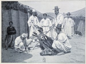 Sposób sprowadzenia konia w Korei - grawer autorstwa Unknown artist