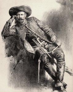 William Frederick Cody - Znany jako Buffalo Bill - Portret Buffalo Bill (1846-1917), Pułkownik William Cody - grawerowanie po plakacie. autorstwa Unknown artist