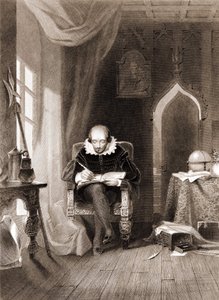 William Shakespeare (1564-1616) w swoim biurze. autorstwa Unknown artist