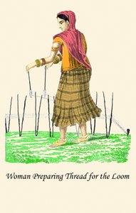 Kobieta przygotowująca nić do krosna autorstwa Unknown Artist