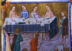 Bankiet dla kobiet. Miniatura z XIII-wiecznego rękopisu. autorstwa Unknown artist