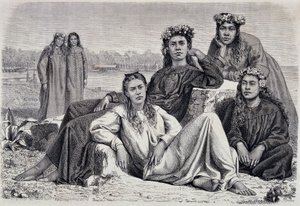 Młode Kobiety Tahiti - w „”Le Tour du Monde”” autorstwa Unknown artist