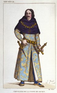 kostium kawalera de la Cosse autorstwa Geneta po roku 1365. rycina z 1830 autorstwa Unknown artist