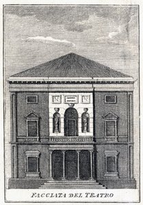 fasada Teatru Fenice w Wenecji w połowie XIX wieku. autorstwa Unknown artist