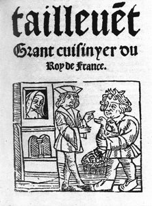 frontyspis „Le Viandier”” Taillevent. Guillaume Tirel, znany jako francuski kucharz Taillevent lub Taillevant (1310-1395). 1 autorstwa Unknown artist