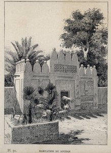 habitation du Sudan (Sudan) - rycina z 1889 r. w „Historia zamieszkiwania ludzi na Wystawie Powszechnej z 1889 r., autorstwa Charlesa GARNIERA - Librairie centrale des beaux-arts Paris 1889 autorstwa Unknown artist