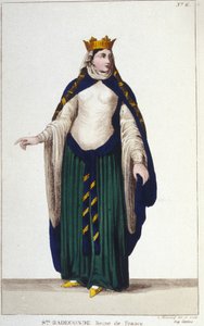 portret św. Radegondy (ok. 520-587), królowej franków, żony Clotaire (Clothaire) I, rycina z 1830 r. autorstwa Unknown artist