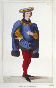 portret lub Jean de Montaigu. francuski mąż stanu (1349-1409). Nadinspektor finansów w 1388 r. rycina 1830 autorstwa Unknown artist