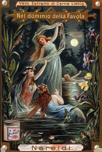 reprezentacja nereides, nimf morskich. XIX-wieczna chromolitografia autorstwa Unknown artist