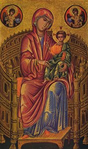 „Madonna z Dzieciątkiem na tronie”, c1260-1280 autorstwa Unknown Byzantine school