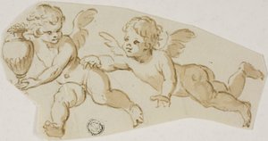 Putto ścigający innego Putto niosącego wazon