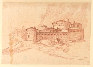 Rysunek, Zamek w górach, 1810-1830 autorstwa Unknown artistUnknown artist