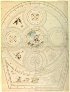 Rysunek, dekoracja sufitu, Teatro Valle, Rzym, 1821 r. autorstwa Unknown artistUnknown artist