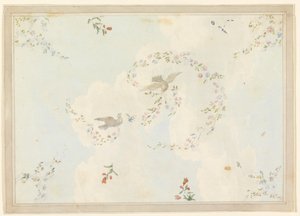 Rysunek przedstawiający sufit z gołębiami i girlandami kwiatowymi, prawdopodobnie do holu wejściowego, 1815-22 autorstwa Unknown artistUnknown artist