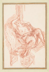 Rysunek, detal sufitu ze skrzydlatą postacią męską, ok. 1759-70 autorstwa Unknown artistUnknown artist
