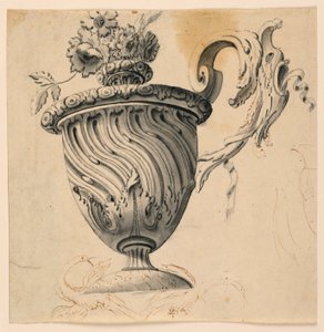 Rysunek, malowidło sufitowe i wazon z kwiatami, ok. 1725-50 autorstwa Unknown artistUnknown artist