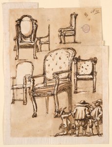 Rysunek, krzesła, 1780-1790 autorstwa Unknown artistUnknown artist