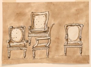 Rysunek, krzesła, 1780-90 autorstwa Unknown artistUnknown artist