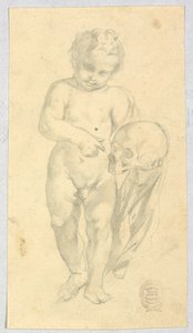 Rysunek przedstawiający dziecko niosące czaszkę, 16-19 wiek autorstwa Unknown artistUnknown artist